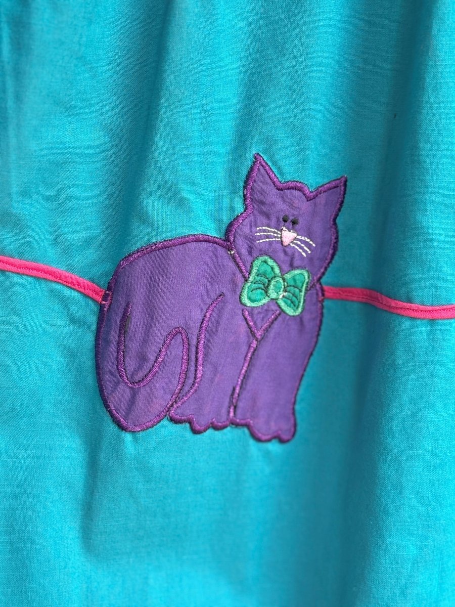 Teal Feline Dress (Vintage) - Made X Hudson