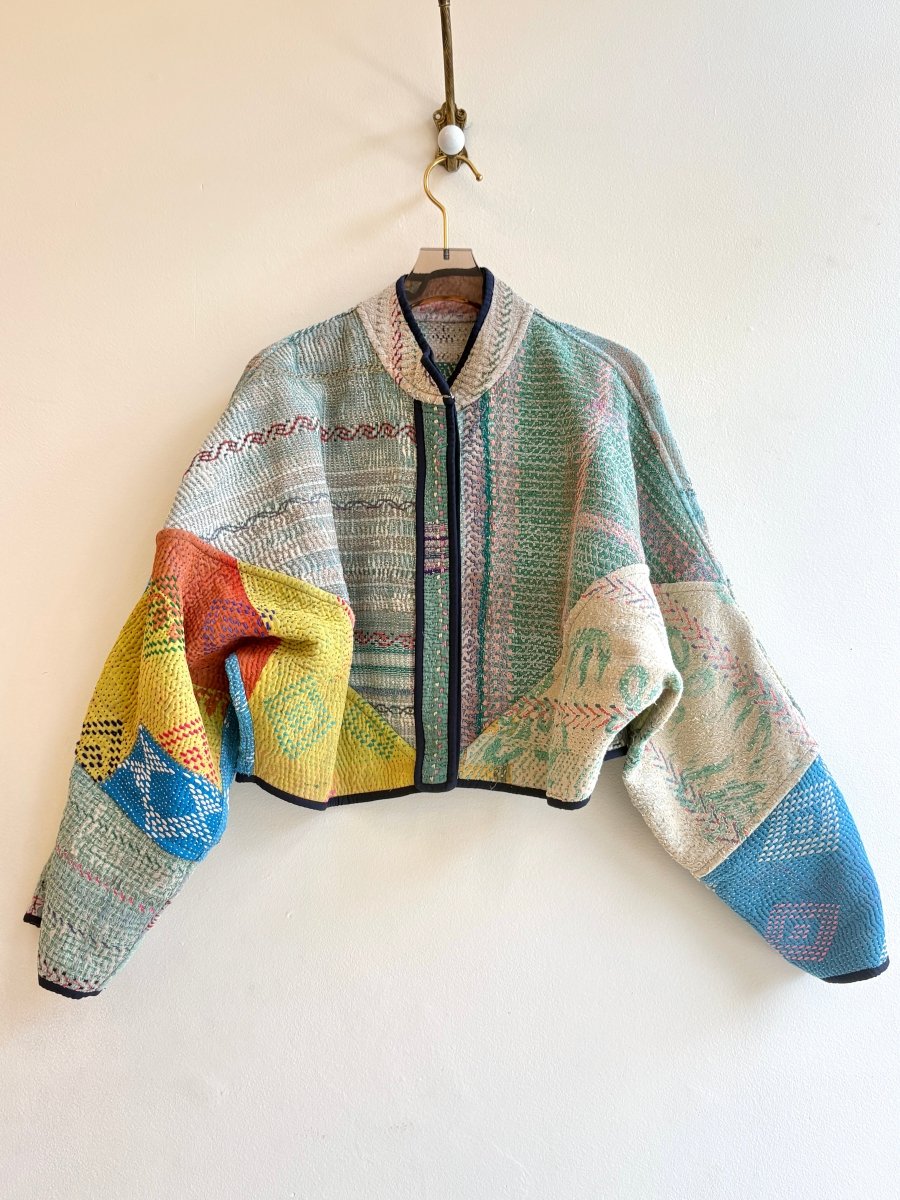 Reversible Kaira Quilted Cropped Jacket in Colors Jade, Blue, Lavender, Blush, Cream & Sea Foam, Lemon, Orange, Cream - Made X Hudson