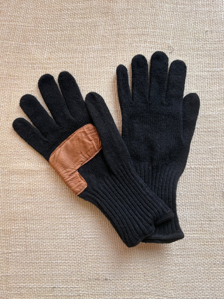 Black Driving Gloves w/ Tan Deerskin Patch - Made X Hudson