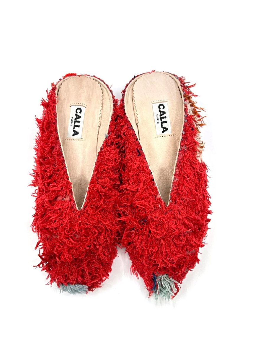 Aili Babouche “Rorik” Mules In Colors Red, Sky Blue, Tan, Rust (Size 38) - Made X Hudson