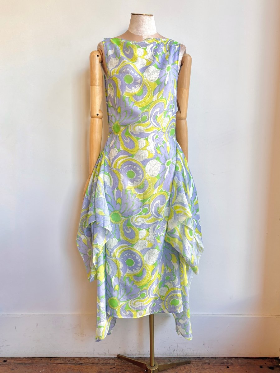 Zero - Waste Dress in Lavender and Citron Flower Sketch - Made X Hudson