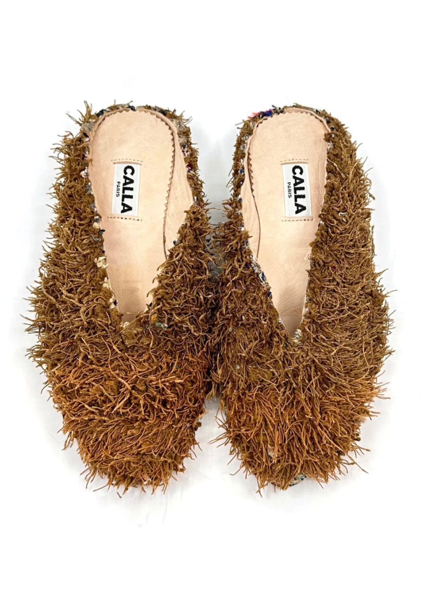 Aili Babouche “Lala” Mules In Color Peat (Size 39) - Made X Hudson