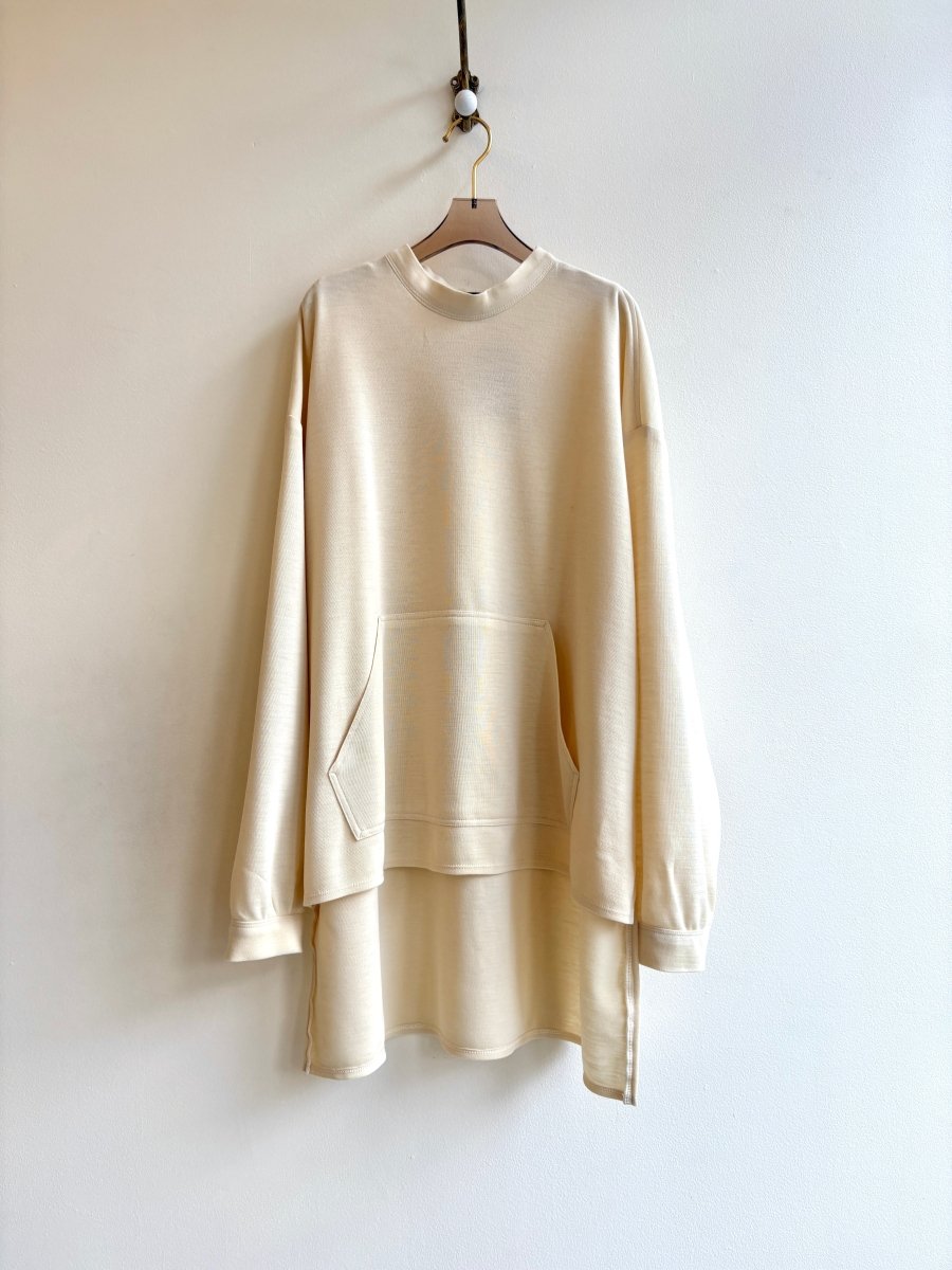 Ivory Crew Neck High - Low Sweatshirt - Made X Hudson