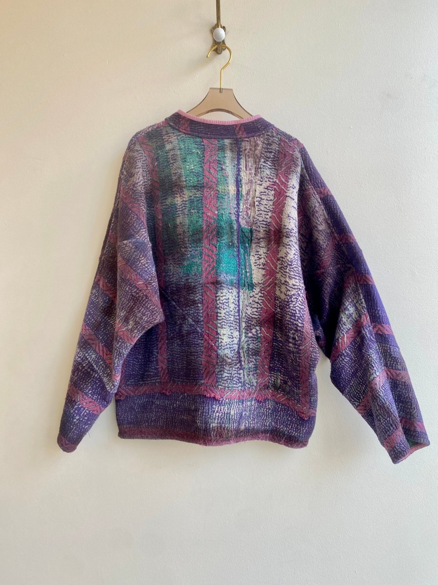 Reversible Ladhiya Quilted Jacket in Colors Green, Pink & Purple, Pink - Made X Hudson