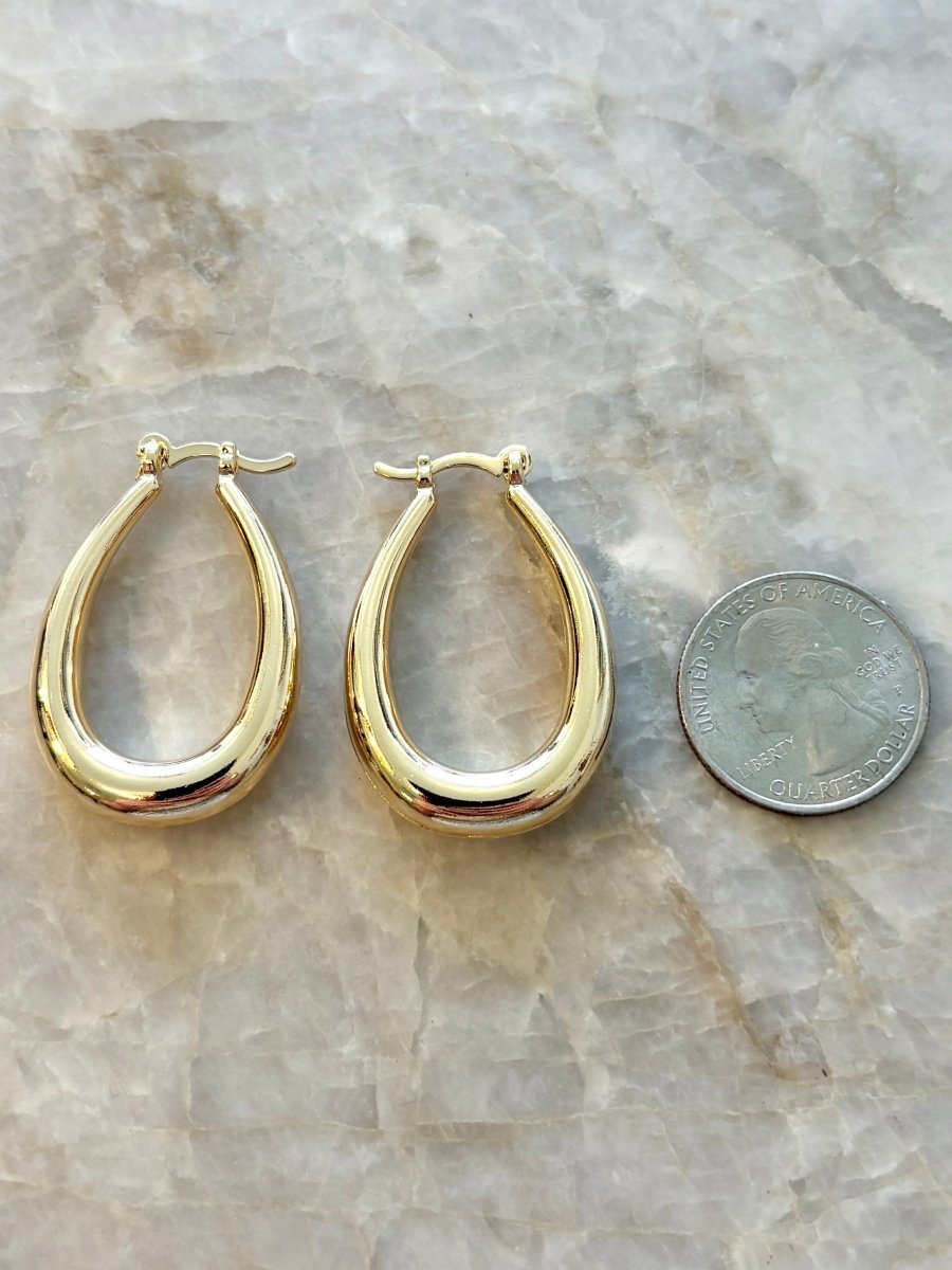 18K Gold Filled Puffy Oval Hoops - Made X Hudson