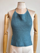 Indigo Blue Crochet Wrap Halter Tie Top - Made X Hudson