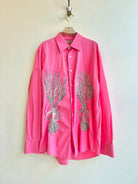 “Jordi” Hot Pink with White Embroidered Spring Onion Shirt (Reworked) - Made X Hudson