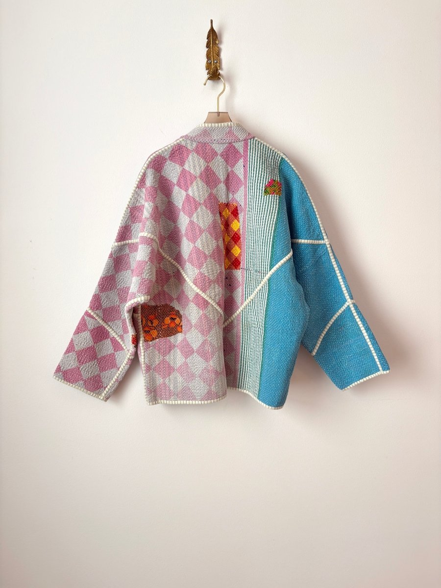 Reversible Ladhiya Quilted Jacket in Sky Blue, Baby Pink, Green, Cream & Sky Blue, Powder Blue, Black, Red, Green - Made X Hudson