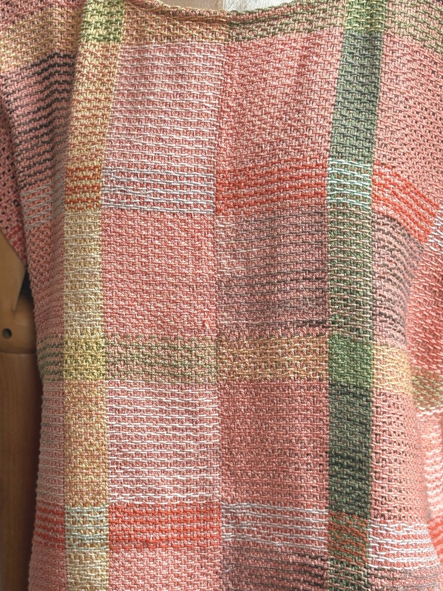 Handwoven Blouse in Coral & Green - Made X Hudson
