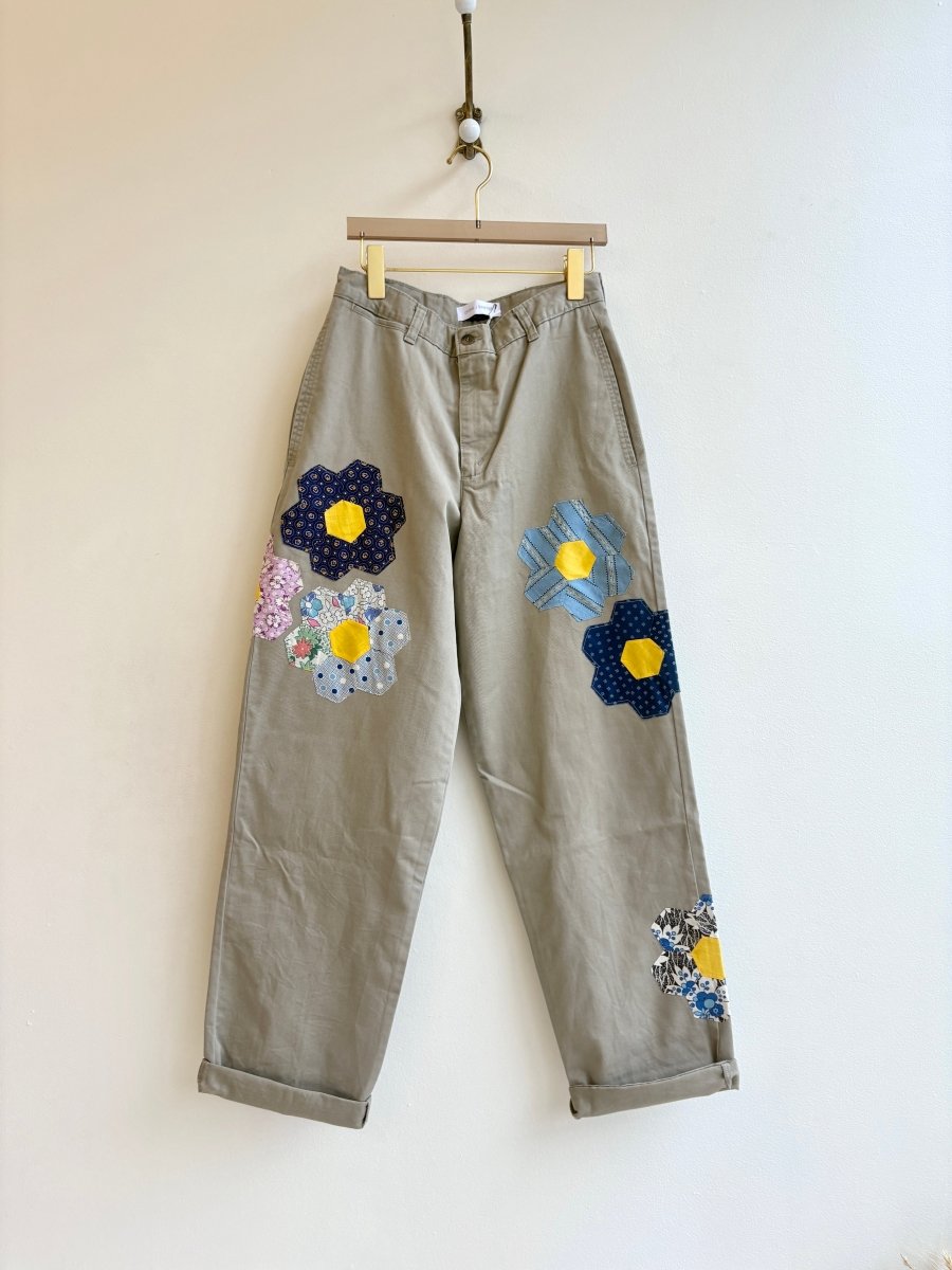 Grandmothers Garden Quilt Blocks Chino Pant | Blue & Lavender Focused (Reworked) - Made X Hudson