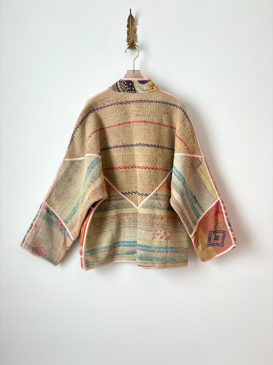 Reversible Ladhiya Quilted Jacket in Colors Pink, Blue, Orange, Tan & Purple, Blue, Clay, Baby Pink - Made X Hudson