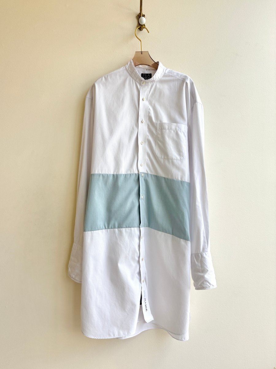 White Stripe & Seafoam Long Sleeve Des Dress (Reworked) - Made X Hudson