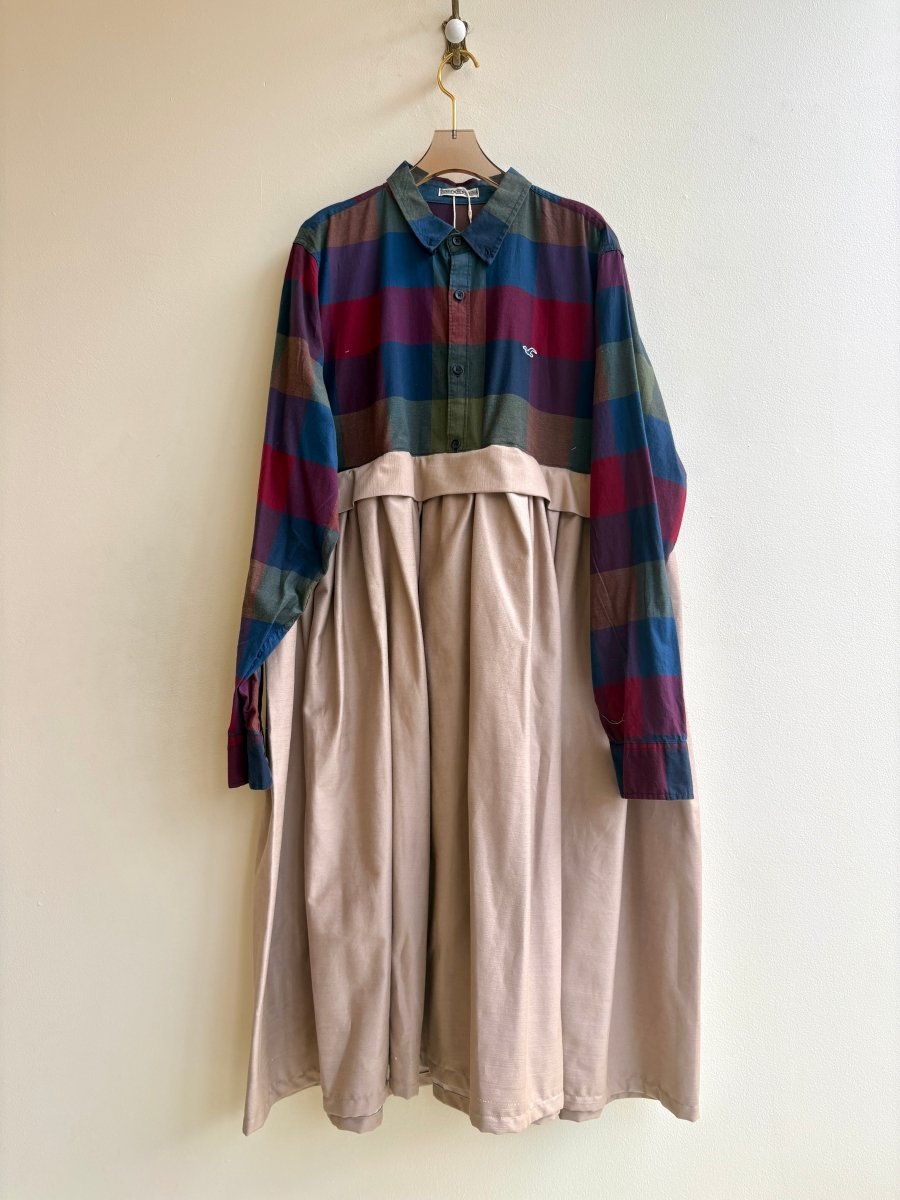 Empire Shirtwaist Dress in Jewel Tone Check with Taupe (Reworked) - Made X Hudson