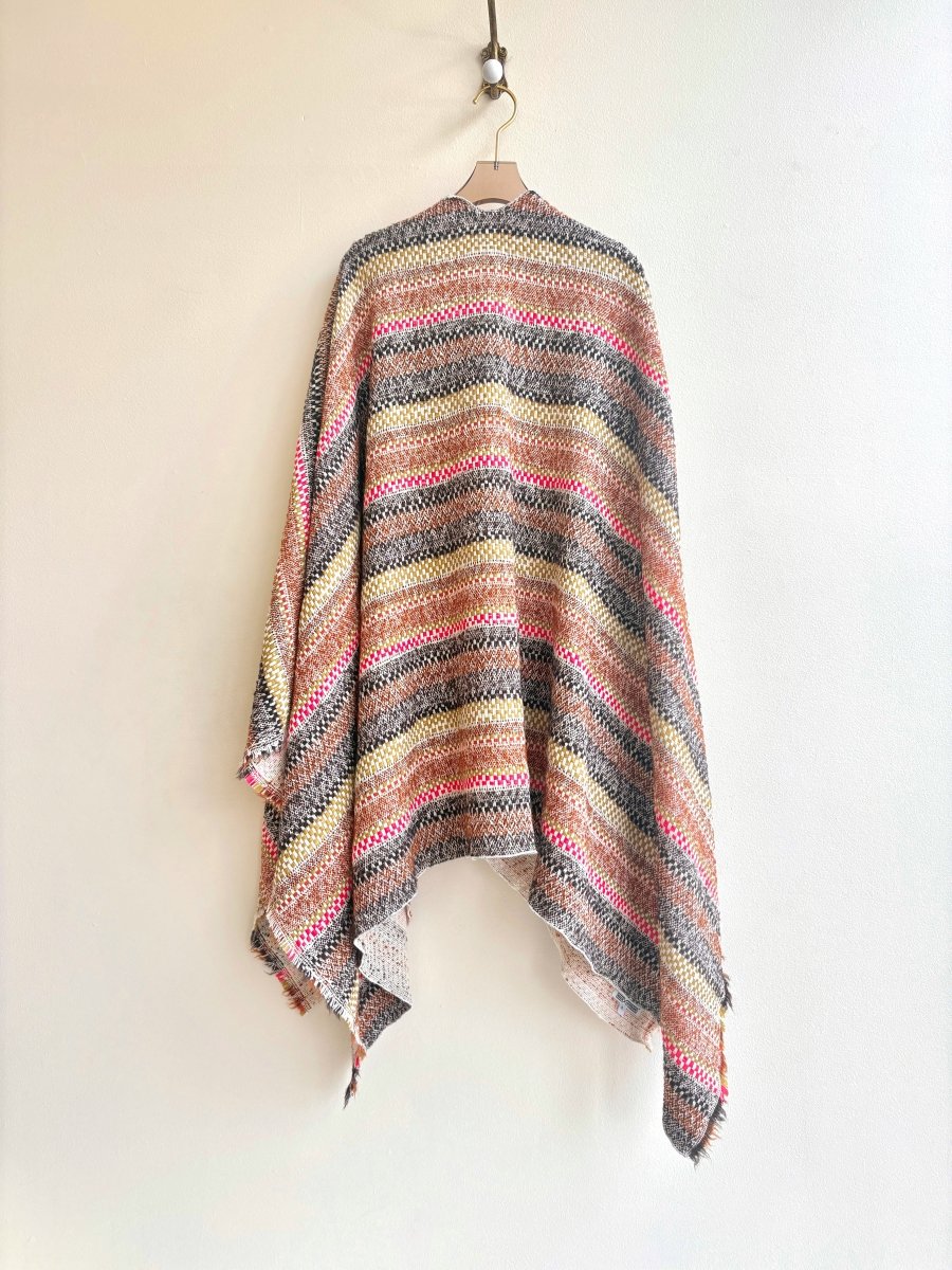 Ochre, Brown, Red, Burnt Orange Stripe Zero - Waste Reversible Cape - Made X Hudson