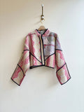Reversible Kaira Quilted Cropped Jacket in Colors Ivory, Pink, Lavender, Yellow & Ivory, Brown, Sage, Green - Made X Hudson