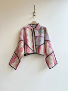 Reversible Kaira Quilted Cropped Jacket in Colors Ivory, Pink, Lavender, Yellow & Ivory, Brown, Sage, Green - Made X Hudson