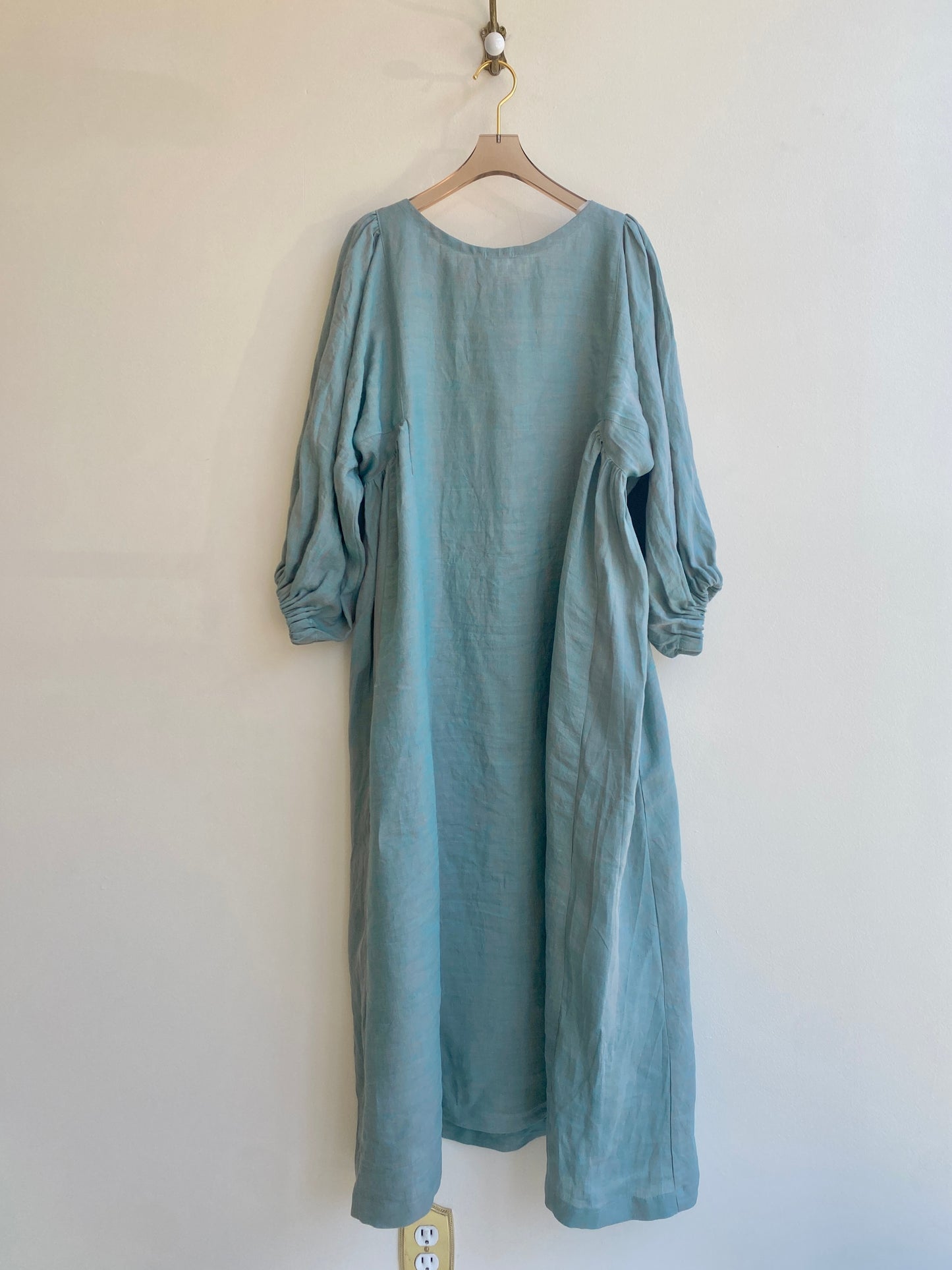 Zero Waste Pale Blue Gathered 3/4 Sleeve Dress