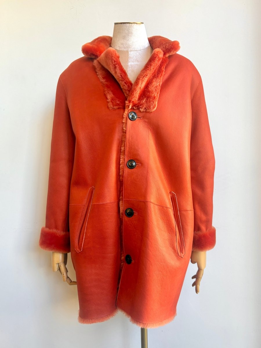 Closed | Spiced Orange Lambskin and Fur Reversible Coat (Vintage) - Made X Hudson