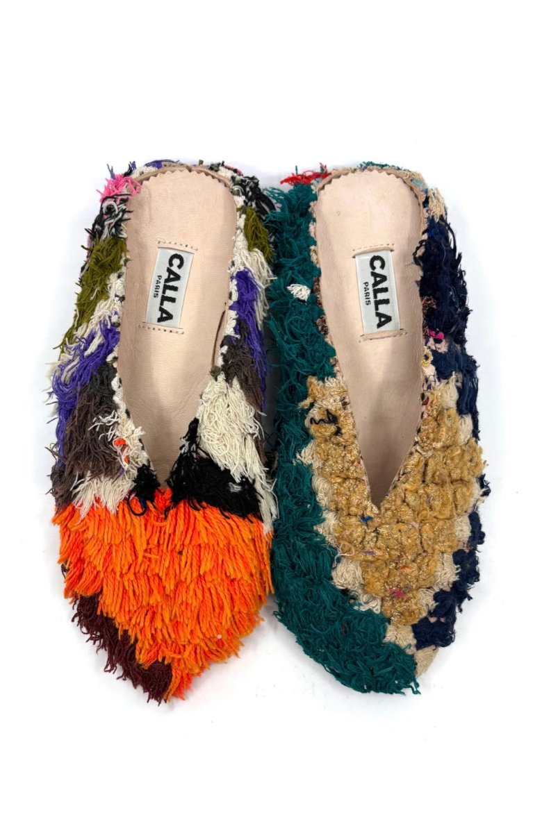 Aili Babouche “Fio” Mules In Colors Carrot, Emerald, Gold, Navy (Size 39) - Made X Hudson