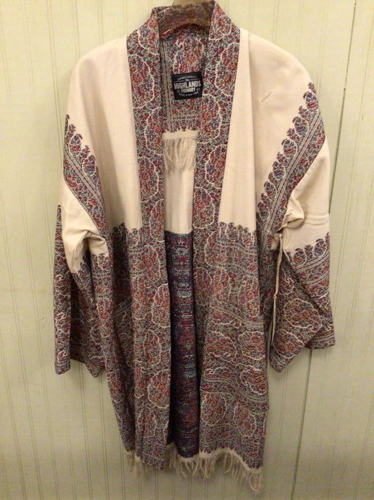 Cream, Red & Green Paisley Jacquard Haori Jacket