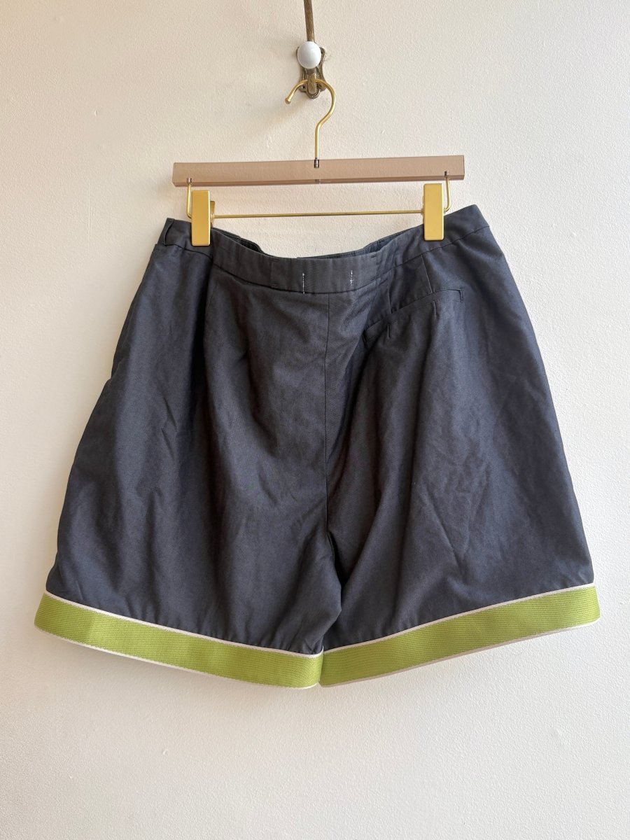 "Ragnar" Green and Taupe Trim Grey Dress Shorts (Reworked) - Made X Hudson