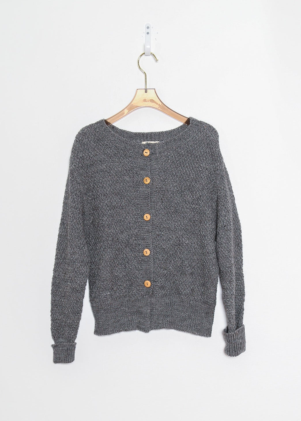 Stone Grey Wool Cardigan Sweater