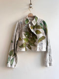 Hand Painted Grey Double Breasted Cropped Denim Jacket (Reworked) - Made X Hudson