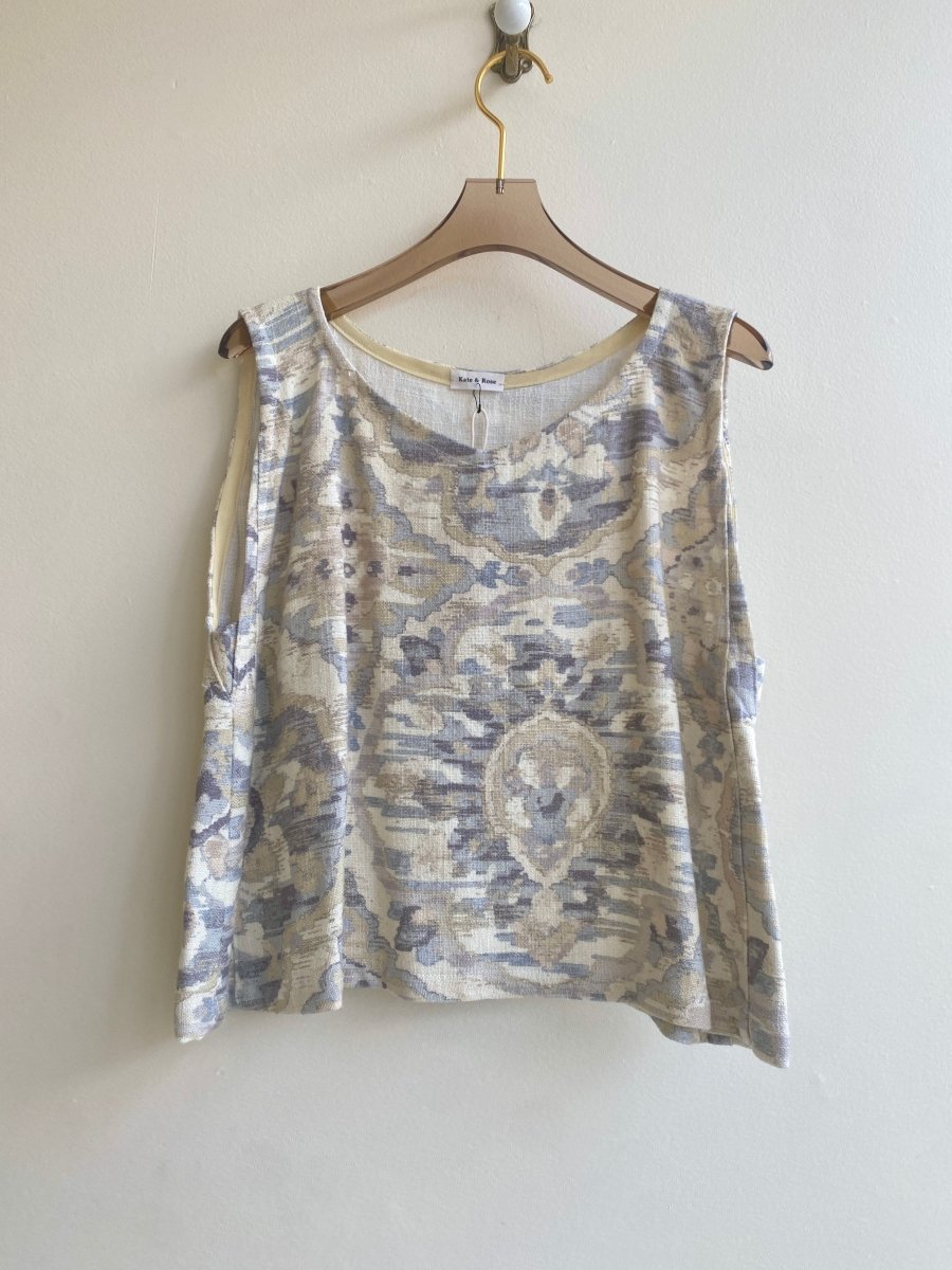 Zero Waste Chemise Sleeveless Top In Colors Grey, Cream, & Yellow - Made X Hudson