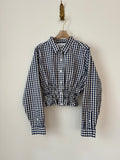 The George Top | Navy & White Gingham Button Down w/ Smocked Waist (Reworked)