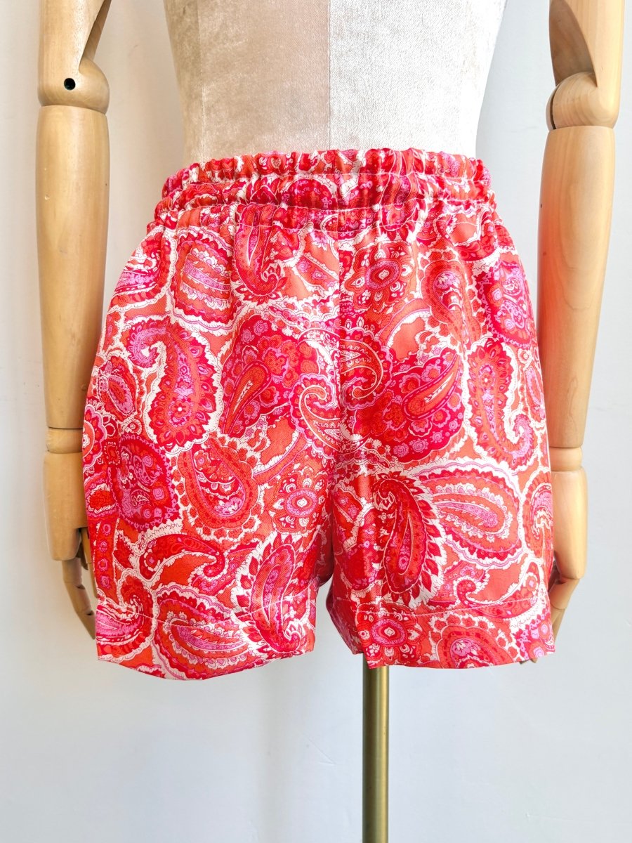 Bright Coral and Lavender Paisley Town Shorts - Made X Hudson