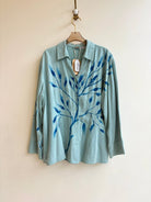 Floral Shadow Teal Blouse | Hand Painted (Reworked) - Made X Hudson