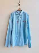 Tomato and Cloud | Embroidered Teal Stripe Button Down (Reworked) - Made X Hudson