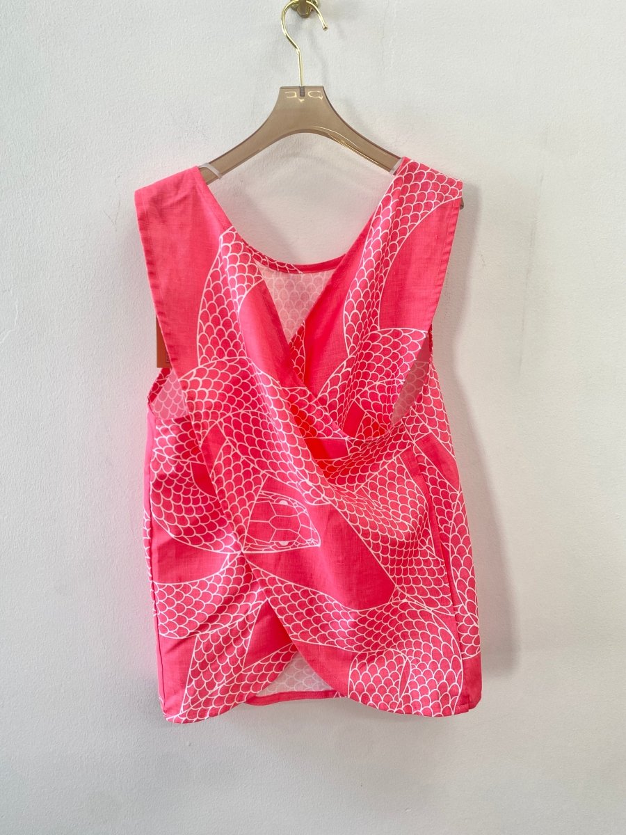 Neon Pink Snake Print Pinafore Top - Made X Hudson