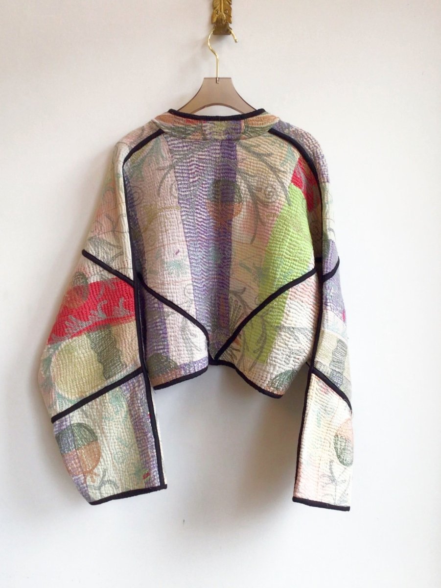 Reversible Kaira Quilted Cropped Jacket in Colors Lime, Seafoam, Lavender, Pink & Seafoam, Red, Peach - Made X Hudson