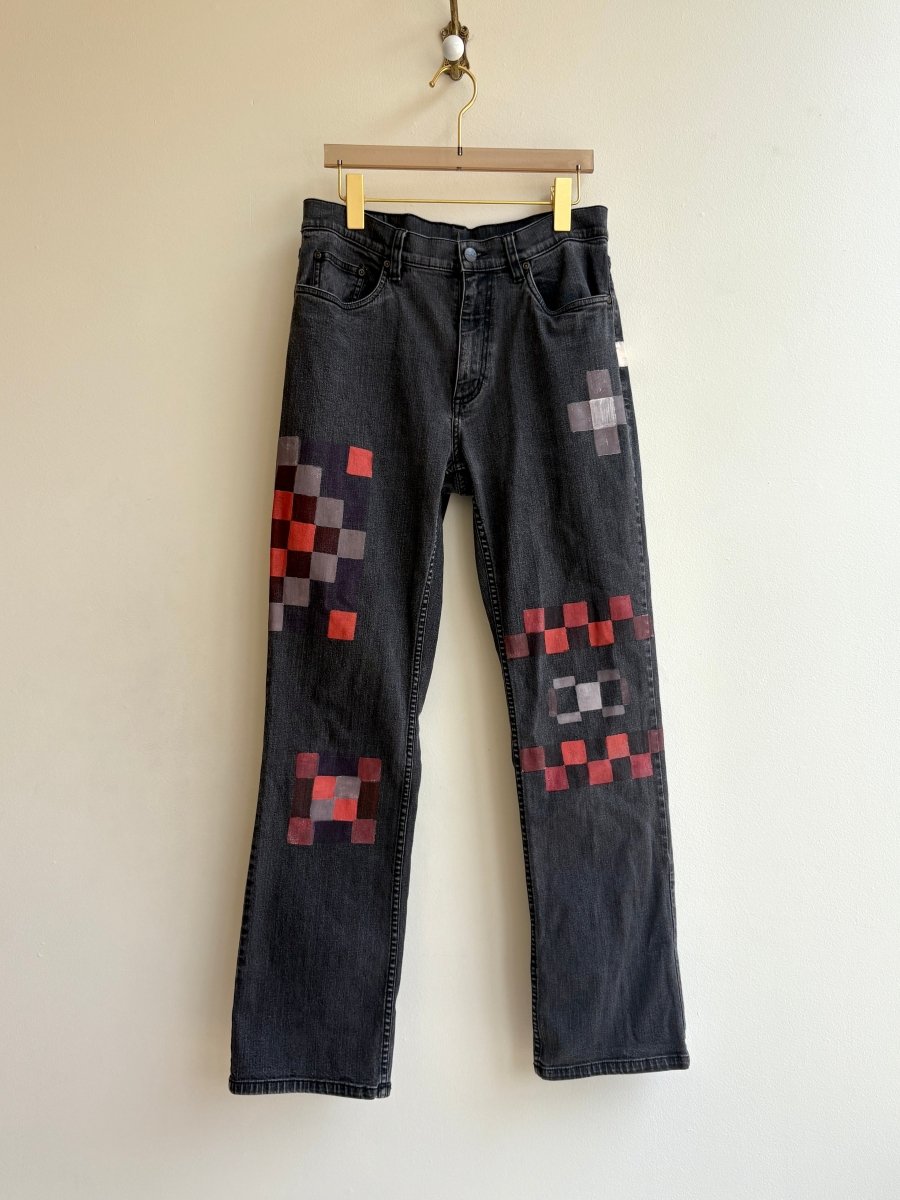 Black Jeans w/ Painted Patchwork (Reworked) - Made X Hudson
