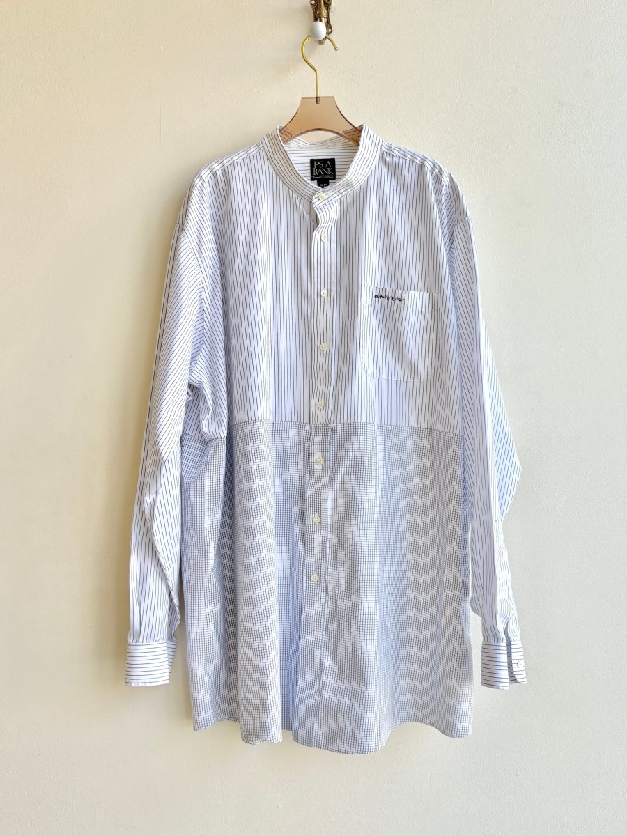Two - Tone Blue & White Stripe and Grid Button Down (Reworked) - Made X Hudson