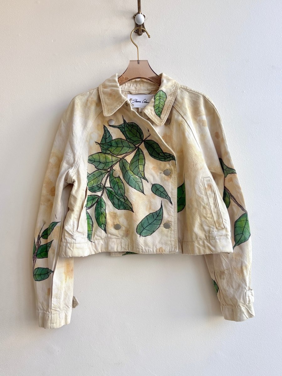 Greenbriar Double Breasted Cropped Walnut Dyed Denim Jacket (Reworked) - Made X Hudson