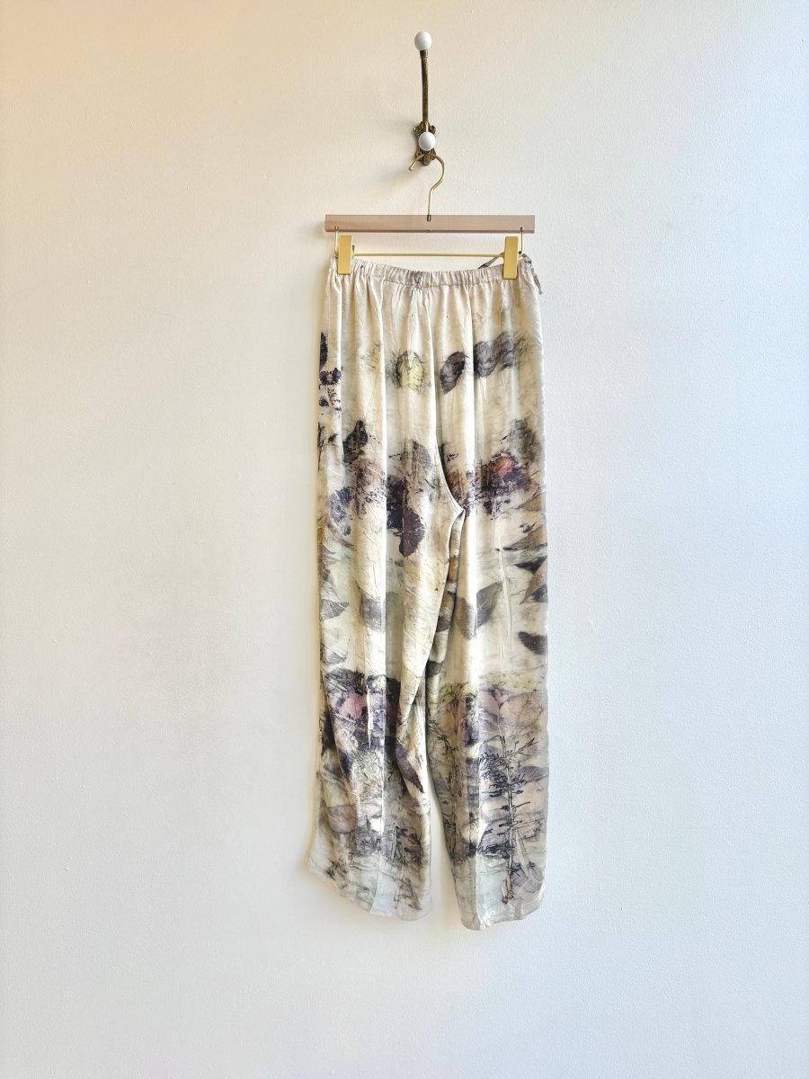 Olive & Purple Eco Printed Silk Pants (Reworked) - Made X Hudson