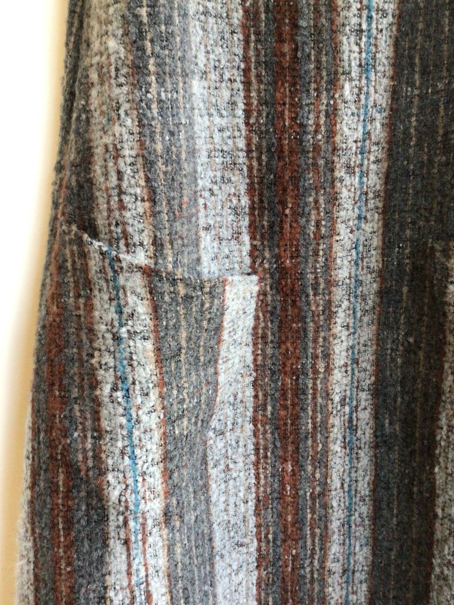 Grey Stripe Chore Dress w/ Flutter Sleeve - Made X Hudson