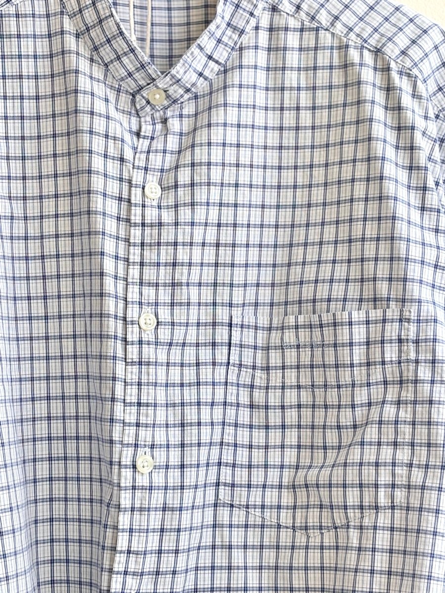 Blue & Grey Plaid Short Sleeve Annette Crop Top (Reworked) - Made X Hudson