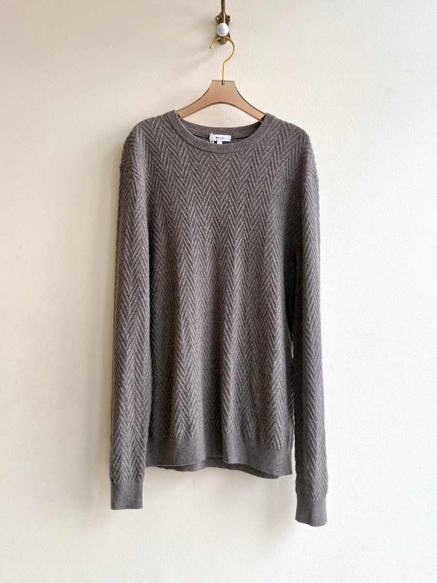 Reiss | Taupe Herringbone Knit Sweater (Vintage) - Made X Hudson