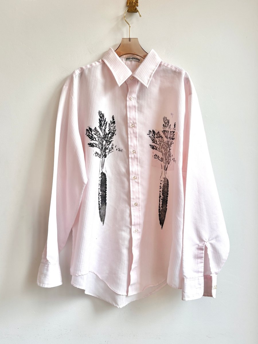 “Kyle” Baby Pink Stripe Carrot Print Shirt (Reworked) - Made X Hudson
