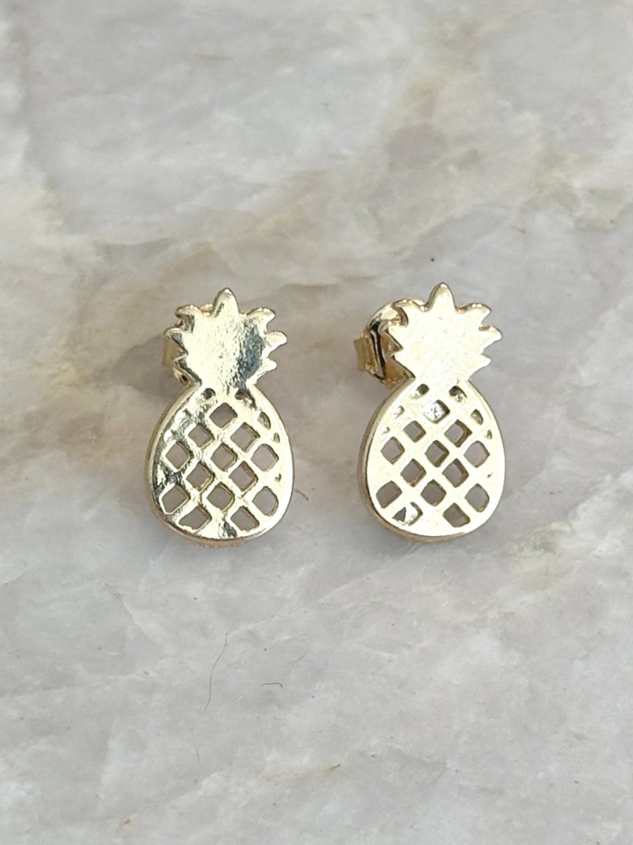 14K Plated Pineapple Stud Earrings - Made X Hudson