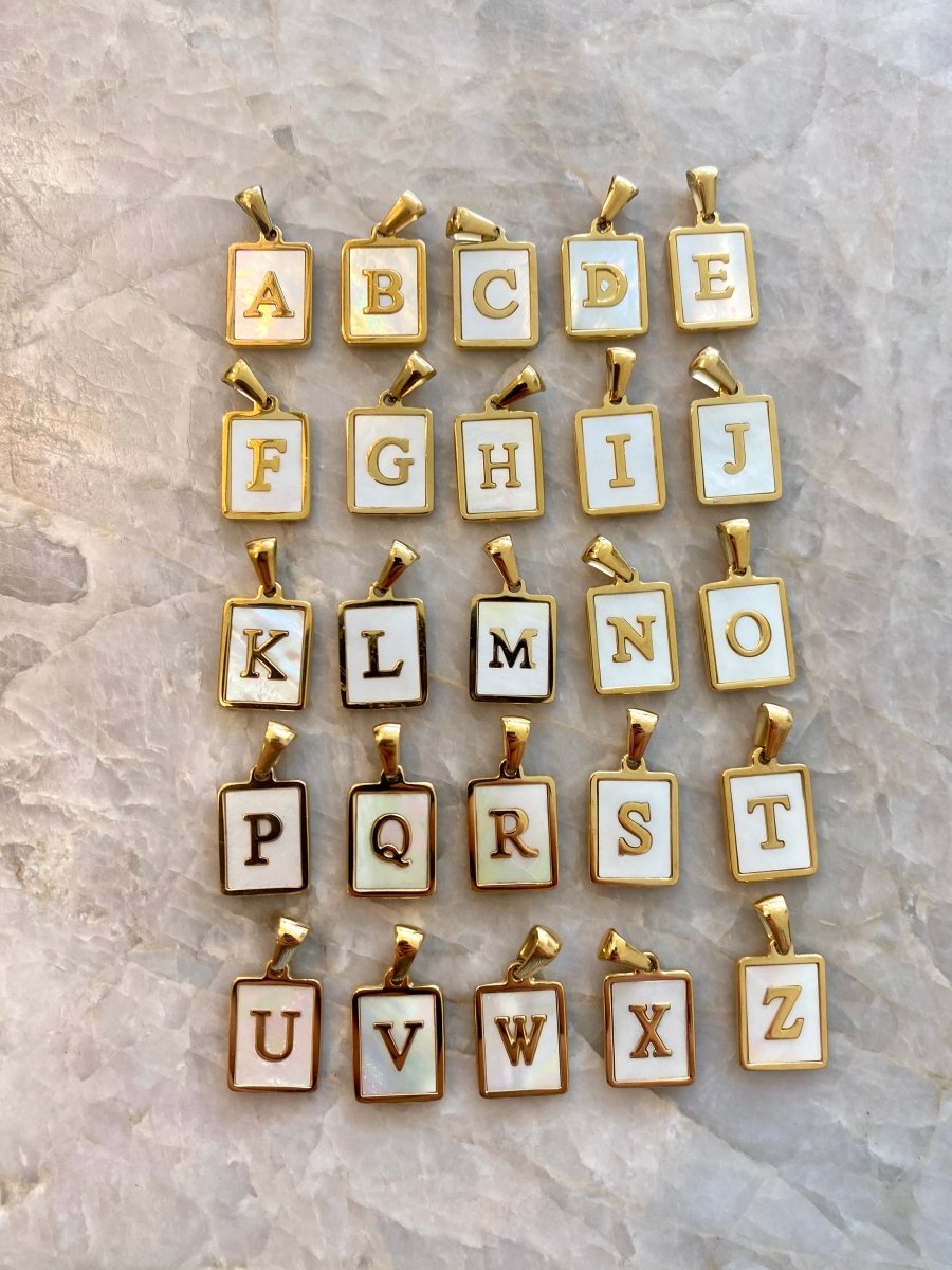 18k Gold Filled & Mother of Pearl Letter Charms - Made X Hudson