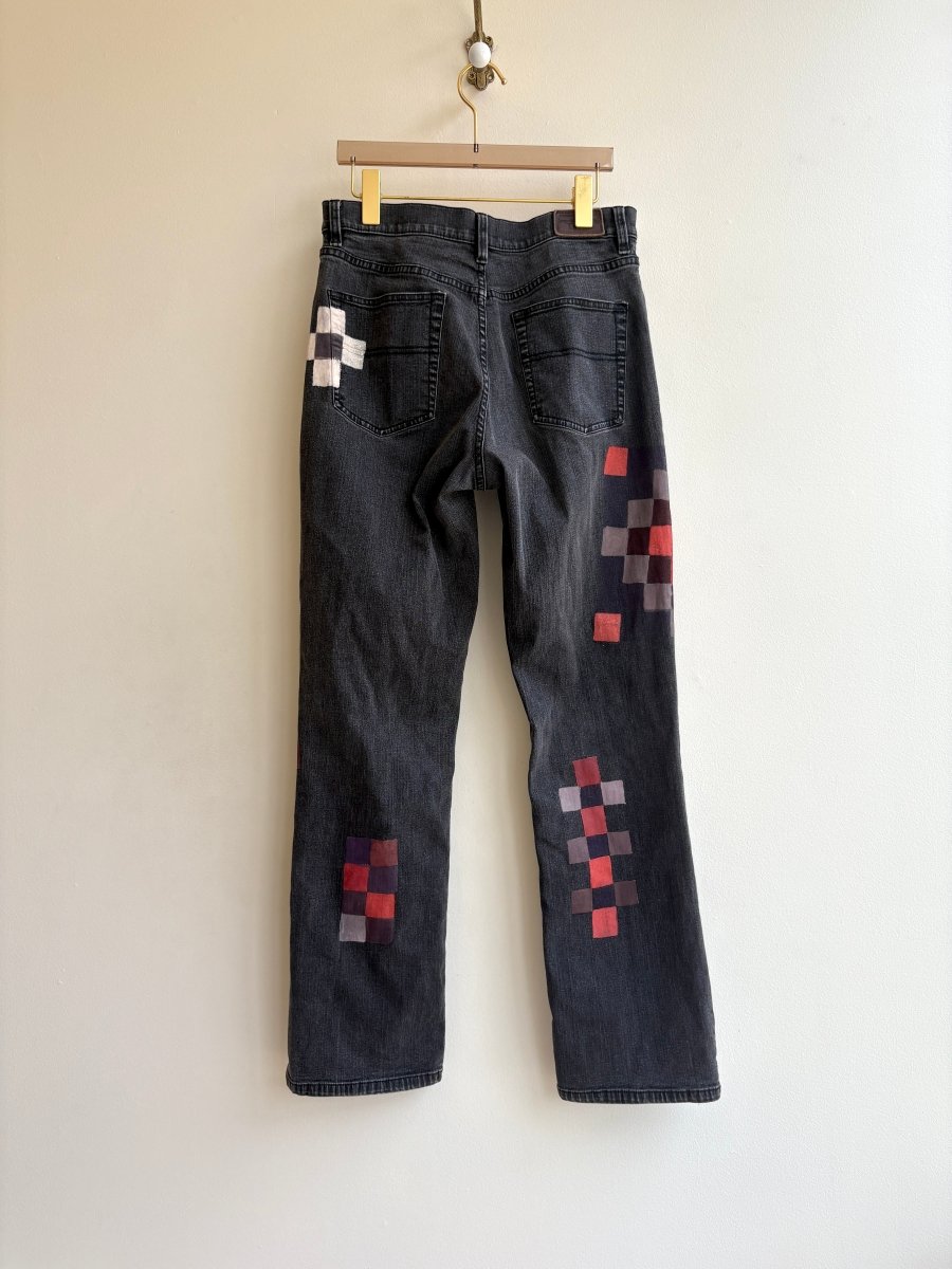 Black Jeans w/ Painted Patchwork (Reworked) - Made X Hudson