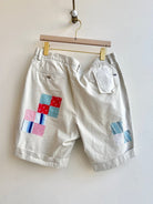 Quilted Patch Applique Cream Khaki Shorts (Reworked) - Made X Hudson