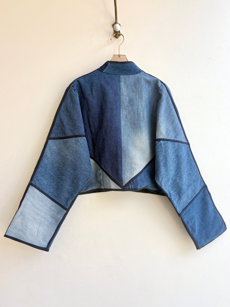 “Zain” Kaira Upcycled Patchwork Denim Cropped Jacket - Made X Hudson