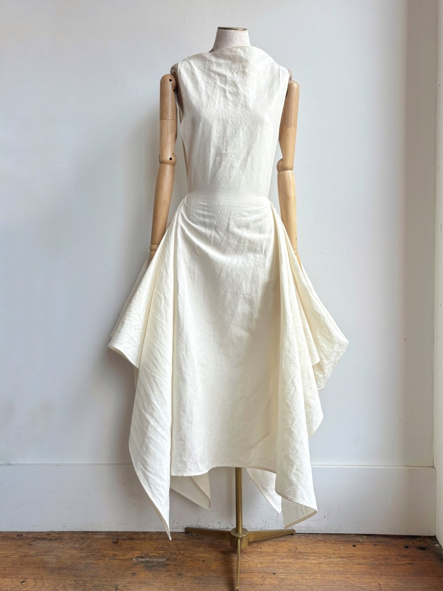 Zero - Waste Dress in Ivory Cotton - Linen - Made X Hudson