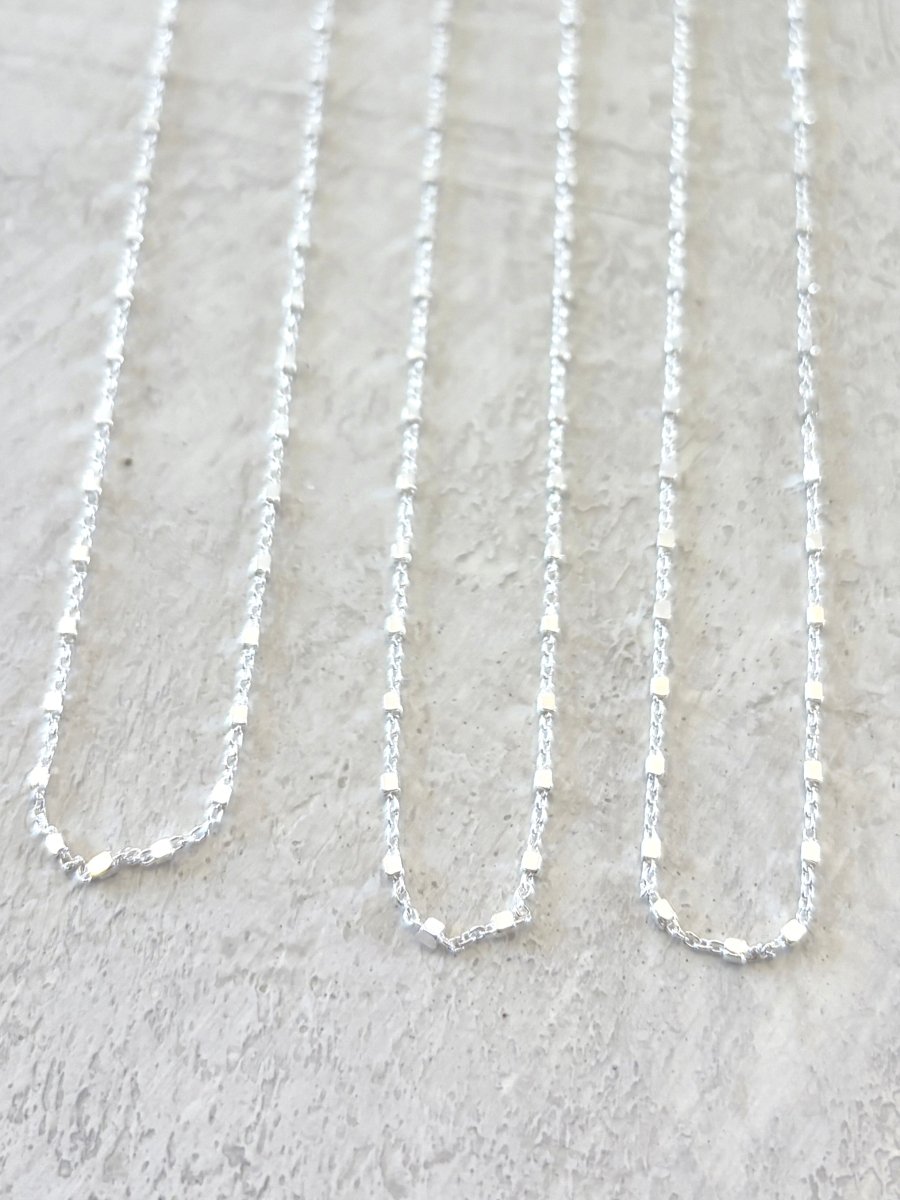 Solid Silver Mini Cube Chain | 2.5mm (16" Length) - Made X Hudson