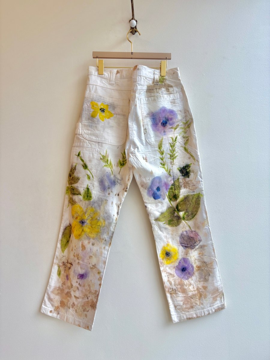 "Sumac" Eco Printed Floral Painter Pants | Hand Painted (Reworked) - Made X Hudson